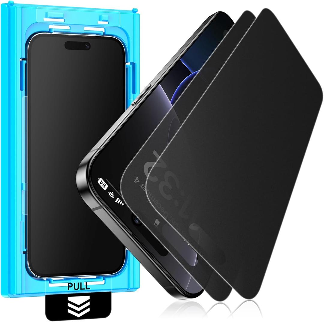 Mothca 2 Pack Matte Privacy Screen Protector for iPhone 15 Pro 6.1-inch [Auto Fit Box Dust-Free] Anti Spy Anti-Glare Anti-Fingerprint Full Coverage Tempered Glass, Smooth as Silk, Case Friendly