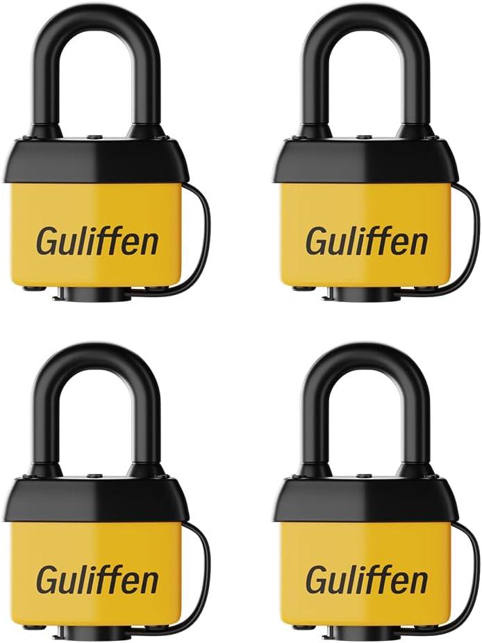 Weatherproof Laminated Padlock with Key,4 Pack Outdoor Pad Locks with Same Key for Gate, Shed, Trailer, Storage, Chain
