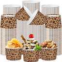 Zhehao 60 Pcs Leopard Print Ice Cream Disposable Dessert Paper Cups 9 oz Cheetah Print Bowls Snack Cups for Ice Cream Party Birthday Baby Shower Supplies