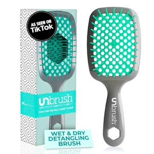 FHI Heat UNbrush Detangling Brush for Pain-Free Brushing on All Wet or Dry Hair Types  Durable DuoFlex Anti-Static Bristles, Lightweight Handle, Vented Hair Brush