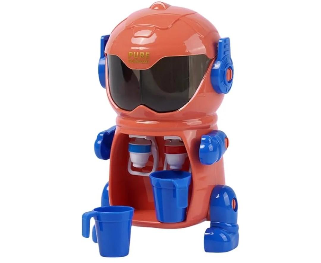 RMISODO Mini Water Dispenser for Kids, Cute Robot Shaped with Dual Drinking Spouts and Dual Water Tanks，Robot Water Machine, Double Outlet Drinking Fountains Toys for Kids (red)