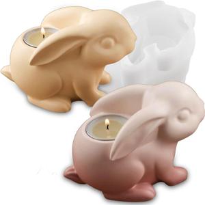 Wehous Cute Animal Tealight Candle Holder Mold, 3D Rabbit Resin Concrete Silicone Molds, Unique Bunny Jewelry Trinket Container Storage Mold for Epoxy Casting, DIY Art Craft Easter Home Decor (Rabbit)