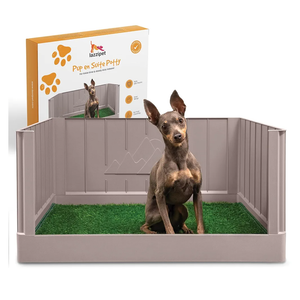 Pup en Suite Potty - Dog Toilet/Pee Pad Tray with Four Walls + Turf Patch - Indoor Potty Tray for Potty Training & Lazy Days - Easy to Build Pee Pad Holder Dog Litter Box Indoor