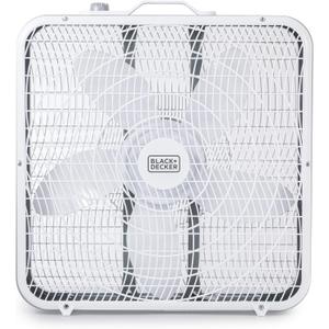 BLACK+DECKER Box Fan with 3 Speed Settings, 20 Box Fan with Carrying Handle, Rotary Knob and Recessed Cord Storage, Portable Fan and Cooling Fan for Home, Office, Garage, Basement & More (White)