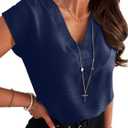 ANRABESS Women Tops Cap Sleeve Dressy Casual V Neck Shirts 2026 Summer Business Work Blouses Outfits Trendy Spring Clothing (L)