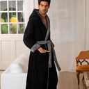 Alexander Del Rossa Mens Robe with Hood, Plush Fleece Hooded Mens Bathrobe, Big and Tall Bath Robe for Men (L)