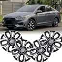 Hubcaps 15" Wheel Rim Cover Universal R15 Hub Caps, 15-Inch Hubcaps Wheel Covers Set of 4 Snap On Car Pickup Truck SUV, Silver & Black Color