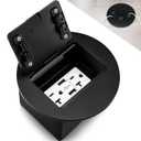 Kanayu Black Recessed Floor Outlet 3.98"x3.66"x3.15" 1-Gang with 4.8a USB Chargers 20 Amp Floor Receptacles Round Outlet Kit Electrical Waterproof Box, Etl Listed