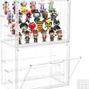 Clear Acrylic Display Case for Collectibles, 4 Layer Figure Display Case with Magnetic Door, Stackable Figurine Display Shelf Box for Figures, Funko Pop, Pop Mart, 2-Pack