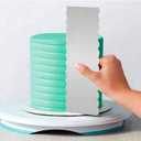 9 Inch Stainless Steel Cake Scraper, Cake Decorating Tools Sided Patterned Edge Stripe Smoother Frosting Scraper Decorating Comb for Mousse Butter Cream Tall Cake Pastry Decoration (SC-2)