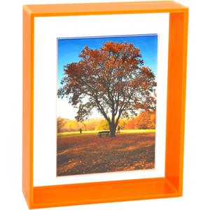5x7 Acrylic Picture Frame Neon Floating Photo Frame for Wall Mount and Tabletop Decorative in Gallery Home Office, Neon Orange