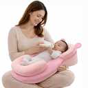 TOP QUALITY FOR LESS Baby Feeding Pillow - Firm & Secure Adjustable Nursing Pillow with Safety Strap - Baby Body Support Cushion - Pink