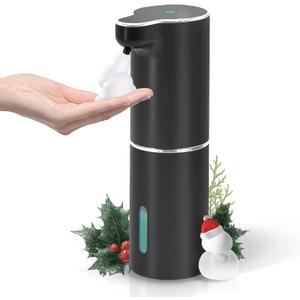 LAOPAO Automatic Foaming Hand Soap Dispenser Touchless Foam Soap Dispenser Rechargeable Bathroom Countertop Soap Pump for Kids Xmas Gift 300ml-BLACK