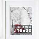 Egofine 16x20 Solid Wood Poster Frame Matted for 11x14 and 12x16 White - Acrylic Plexiglass Front for Wall Mounting Hanging Picture Frame Vertically or Horizontally, Set of 2