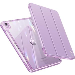 INFILAND Compatible with iPad Air 11 Inch Case M3/M2 (2025/2024), iPad Air 5th/4th Generation Case Cover (2022/2020) 10.9 inch with Crystal Clear Slim Back & Pencil Holder English Lavender (Diamond Clear Light Purple)
