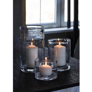 Hurricane Candle Holders for Pillar Hand Blown Glass Cylinder Vases Table Centerpiece Bulk Room Decor Clear Seeded Bubbles Living Dining Kitchen Island 10" 7" 4" Set of 3