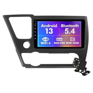Android 13 Car Radio for 2+32G Honda Civic 2013-2015 9'' 1280*720 Touchscreen Car Stereo with Carplay Android Auto Backup Camera Mirror Link GPS Navigation WiFi 6 Bluetooth 5.4 SWC (with Air Outlet)