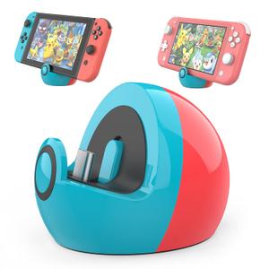 HEIYING Switch Charging Dock for Nintendo Switch/Lite/OLED,Portable Carrying Charging Station with Classic Colors Neon Blue & Neon Red