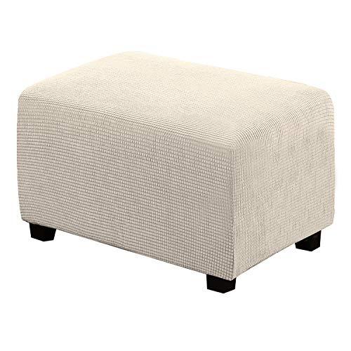 H.VERSAILTEX Ottoman Cover Slipcover Rectangle Fit Length 29'-34' Footrest Sofa Slipcovers Stool Cover Footstool Protector Covers Feature Stretch Thick Jacquard Fabric Removable Washable - Natural