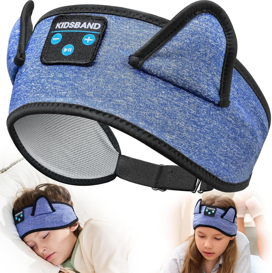 KIDSBAND Kids Headphones, Bluetooth Headphones for Kids with Adjustable Headband, 3.5 MM Jack for School, Foldable On-Ear Headset for Girls Boys Children, Kindle Tablet Cellphones Airplane Travel (DarkBlue)