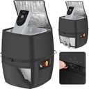 Hot Tub Spa Heater Pump Cover,Waterproof 600D Oxford Fabric Aluminum Film Insulated Cover,Inflatable Hot Tub Spa Heater Pump,Easy Installation with Zipper and Adhesive Straps, Black, Square