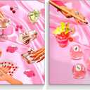 2pcs Vintage Pink Poker Playing Cards Wall Art Funky Cocktail Dice Canvas Wall Decor Trendy Retro Champagne Alcohol Drinks Print Posters Aesthetic Funny Cute Preppy for Living Room Bedroom Unframed (24"Hx16"W)