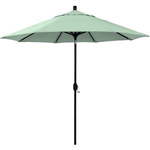 California Umbrella 12-Year-Non-Fading, 9Ft Premium Sunbrella Patio Umbrella, Hand-Crank, Button-Tilt, Black Frame, Spa Fabric