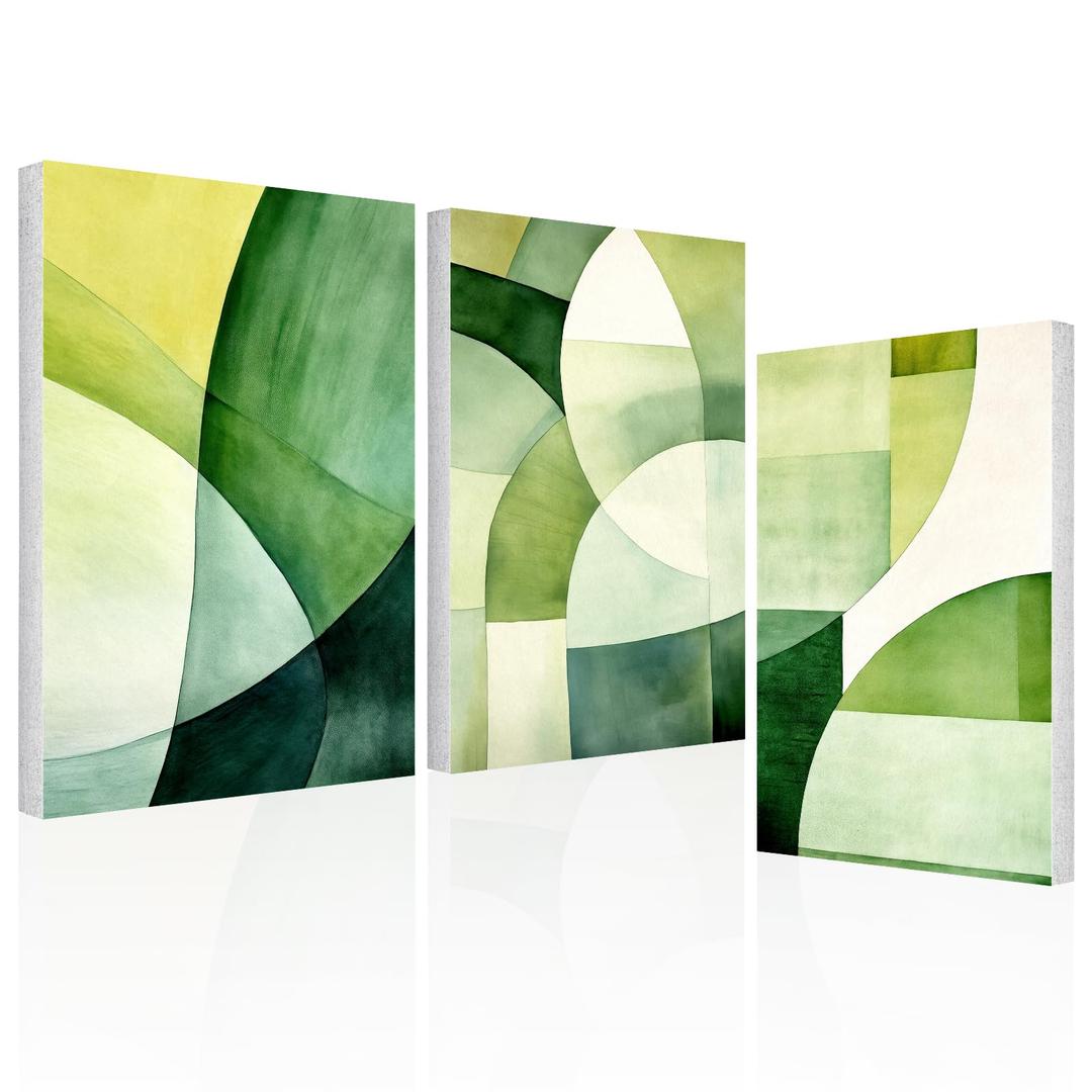 UMIACOUSTICS 3 Pcs 0.7Inch Thick Art Acoustic Panels, Decorative Acoustical Wall Panels, Sound Absorbing Art Panels for Home, Office, Hotel, Boundless-Verdure