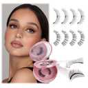 FADLASH Magnetic Eyelashes Natural Look 2 Pairs Fluffy False Eyelashes Reusable Magnetic Lashes Kit with Applicator No Glue Needed Easy to Wear and Remove (604+079)
