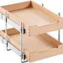 VEVOR 2 Tier Pull Out Cabinet Organizer, 14" W x 21" D Cabinet Drawer, Soft Close Slide out Shelf, Heavy-Duty Sliding Wood Drawer, Adjustable Base Cabinet Organization for Kitchen Pantry Bathroom