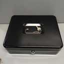 Cash Box with Money Tray - Large Money Box with Lock, Metal Safe Box for Money 9.84" x 7.87" x 3.54" Black