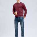 G Gradual Mens Sweatshirt Geometric Textured Crewneck Sweater Long Sleeves Casual Dressy Pullover Shirts (Red, L)