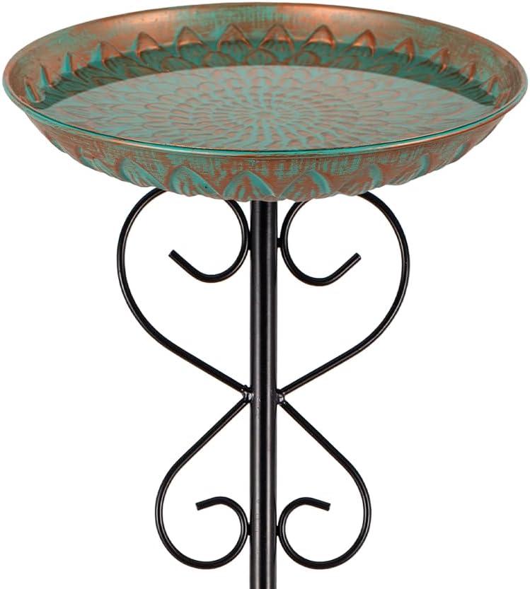 Metal Bird Bath for Outside,Garden Bird Baths for Outdoors,Standing Birdbaths & Birdfeeder with Cast Iron Bowl for Garden Patio Yard Lawn Decor