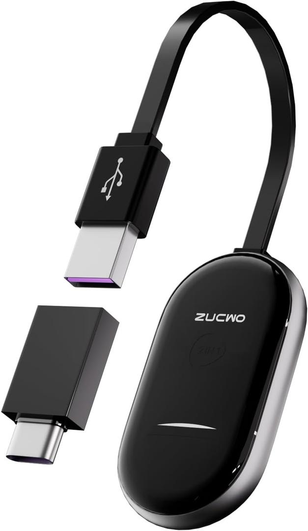 ZUCWO Wireless CarPlay Adapter for iPhone, Plug & Play CarPlay Dongle for Factory Wired Cars, Voice Control with Siri, 5.8GHz WiFi & Bluetooth, Ultra Low Latency, Supports Maps/Music/Calls (Grey)