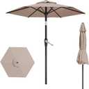 7.5FT Patio Umbrella Table Market Umbrella w/Tilt and Crank Heavy-Duty Round Outdoor Umbrellas for Garden, Deck, Backyard, Pool and Beach, Khaki