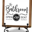 Funny Bathroom Signs Decor, Toilet Wooden Sign With Stand, The Bathroom Open 24 Hours Please Seat Yourself Sign, Farmhouse Bathroom Quote Sign For Toilet Restroom Washroom Home Decor Gifts, B13
