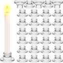 30 Pcs Glass Taper Candle Holders Candlestick Holders Clear Short Tapered Candle Holder Bulk, Elegant Glass Candle Sticks Set for Wedding Christmas Table Centerpiece Clear