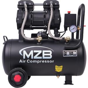 MZB 6.4 Gallon Ultra Quiet Air Compressor 110V/60Hz 7.41CFM 1.5HP, MAX 115PSI Steel Tanks Oil-Free 70dB Noise Level Air Compressor with Wheels for Spray Painting, Auto Repair, Carpentry Decoration