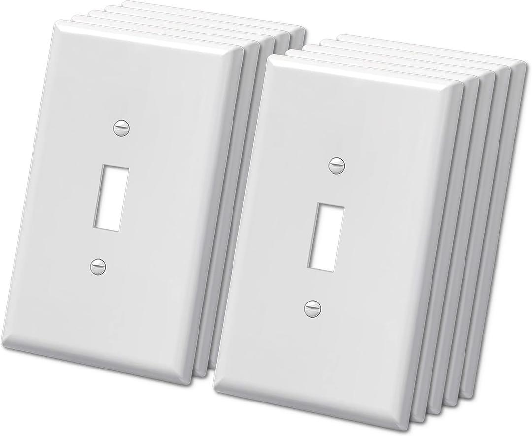 BESTTEN 10 Pack Oversized Toggle Light Switch Wall Plate, 1-Gang Jumbo Switch Cover Plate, Oversize 5.5 x 3.5, Unbreakable Polycarbonate, ETL Listed, White