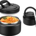 Itslife Kids Thermo for Hot Food 13.5oz Lunch Containers with Buckle Lid Wide Mouth Hot Food Jar Vacuum Insulated Stainless Steel Bento Box Leakproof with Spoon(Black)