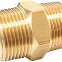 1 Inch x 1 Inch NPT Brass Hex Nipple Male Pipe Adapter, Thread outer diameter 1.25 inch, (1 Piece)