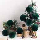 15 Pcs 3.54 in Christmas Dark Green Ball Ornaments for Xmas Tree Large Soft Faux Fur Hanging Pom Pom Furry Ball Ornaments for Vintage Christmas Home Fireplace Mantel Holiday Party Decor
