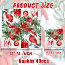 40Pcs Christmas Napkins, Cardinal Christmas Party Supplies Disposable Paper Napkins Red Cardinals Birds Napkins for Xmas Winter Holiday Party Decorations