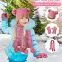 Geyoga 3 Pcs Kids Winter Hat Gloves Scarf Set for Age 2-8 Yrs Boys Girls Winter Toddler Warm Fleece Lined Hat Scarf Gloves (Rainbow Mix)