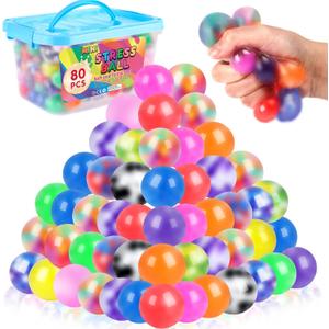 BESNEL 80 Pack Stress Balls for Adults, Bulk Squishy Ball, Stress Balls Set, Anti-Anxiety Easter Stress Relief Fidget Balls