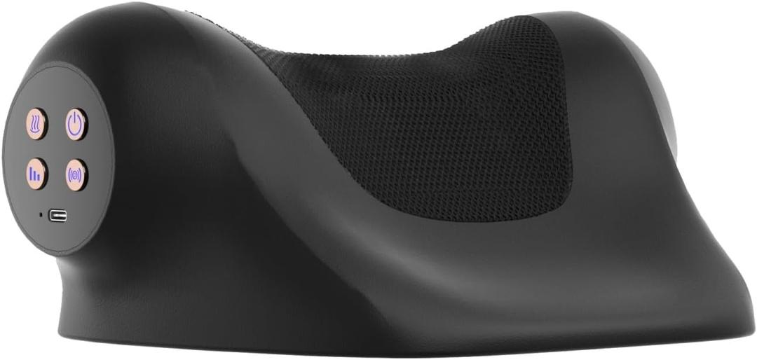 Ringco Neck Massager with Heat, Red Light & Vibration Adjustable, Heated Neck Stretcher with 3 Modes, Rechargeable Cervical Traction Device for Pain Relief & Muscle Relaxation, Christmas Gift (Black)