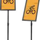 DISPLAYSWORKER Adjustable Poster Sign Stand 11 x 17,Floor-Standing Sign Holder with Heavy Duty Pedestal,Aluminum Snap-Open Frame , Vertical and Horizontal View Sign Displayed, Black (11 x 17)