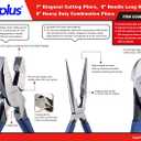 Pro Pliers Set, 3-Piece (7-inch Diagonal Cutting, 8-inch Needle Long Nose, 9-inch Linesman) Industrial Cutters Set