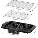 Electric BBQ Grill, Smokeless Non-Stick Indoor/Outdoor Barbecue Grill, 2000W Double tube High Power Portable Removable Stand Grill for BBQ Party (Elegant Black)