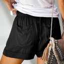 Wielsscca Womens Drawstring Shorts Summer Elastic Waist Casual Lightweight with Pockets